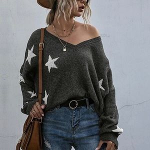 Long sleeve destructed SHEIN Grey Star Sweater